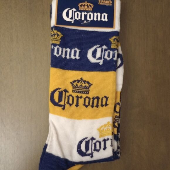 🆕🧦Corona Unisex 2 Pair Of Crew Socks - Beer Socks - Picture 2 of 3